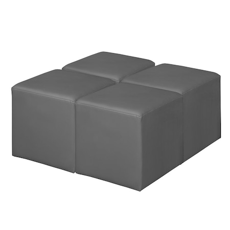 Regency Jean Square Vinyl Ottoman (Set of 4)- Grey N6263GY4PK